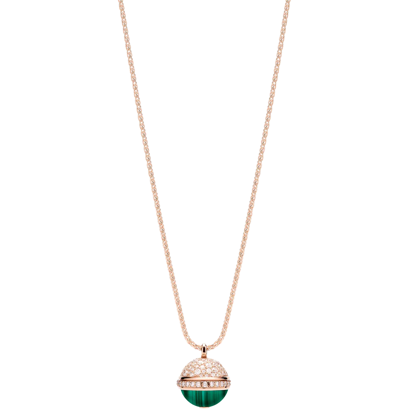 POSSEISSION DIAMOND PINK GOLD MALACHITE NECKLACE