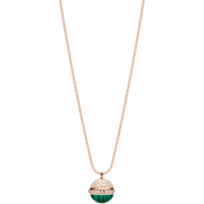 POSSEISSION DIAMOND PINK GOLD MALACHITE NECKLACE