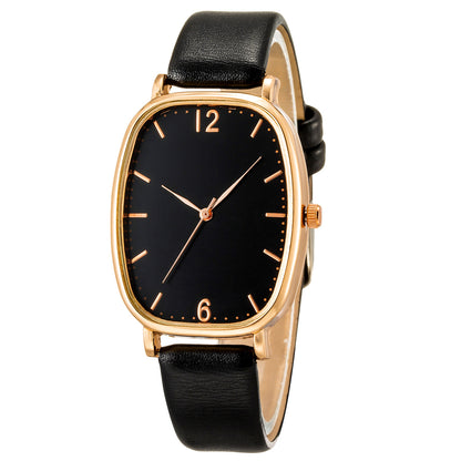 Simple And Exquisite Womens Tonneau Belt Quartz Watch