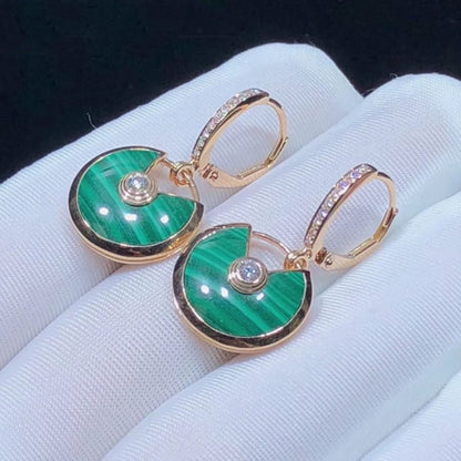 AMULETTE EARRINGS SMALL MALACHITE PINK GOLD