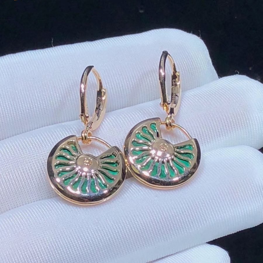 AMULETTE EARRINGS SMALL MALACHITE PINK GOLD