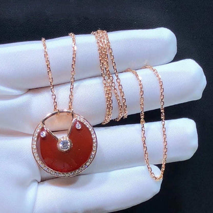 AMULETTE GOLD 2 DIAMOND CARNELIAN NECKLACE