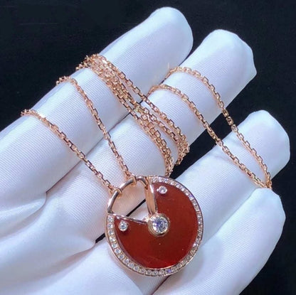 AMULETTE GOLD 2 DIAMOND CARNELIAN NECKLACE