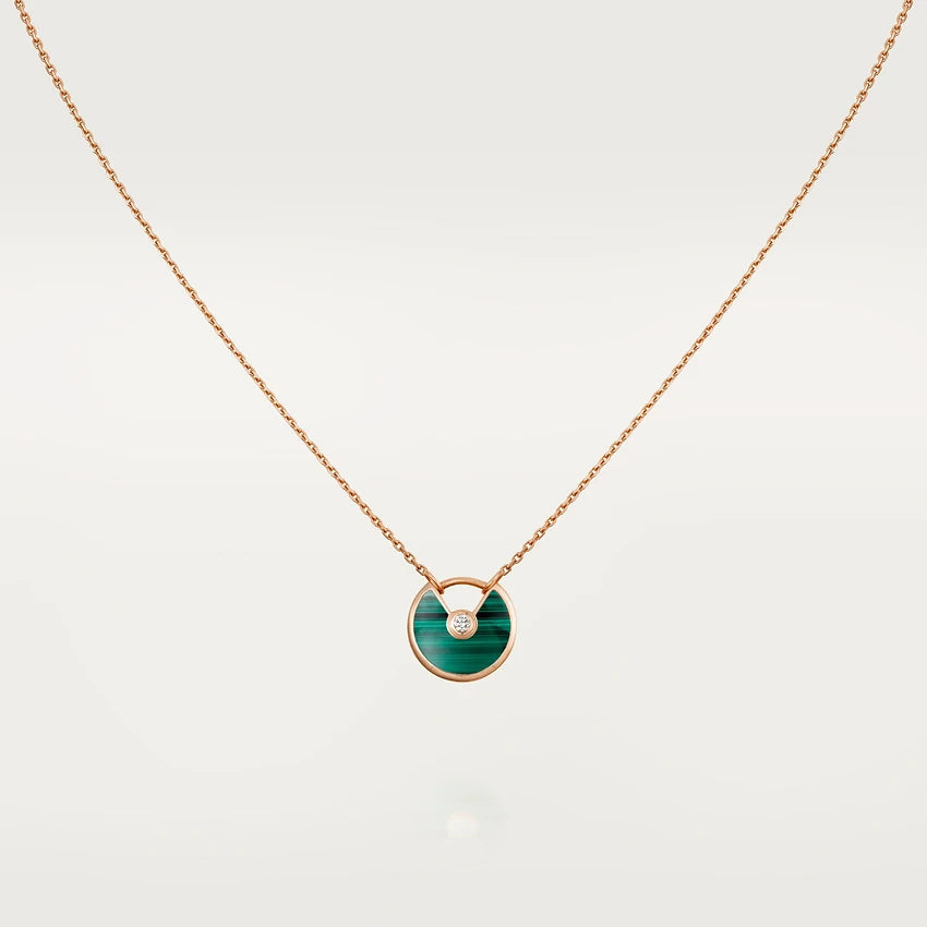 AMULETTE PINK GOLD MALACHITE NECKLACE