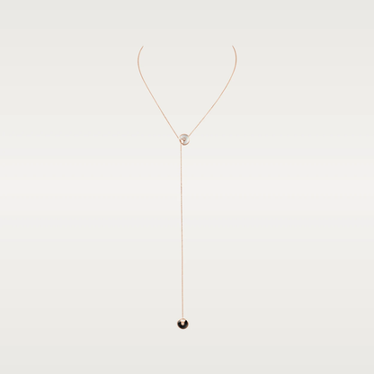 DOUBLE AMULETTE PINK GOLD ONYX MOP NECKLACE