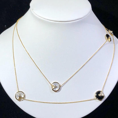 AMULETTE GOLD 5 MOTIF ONYX MOP NECKLACE