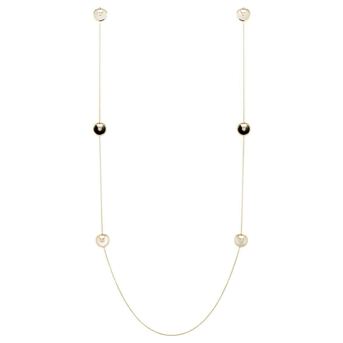 AMULETTE GOLD 5 MOTIF ONYX MOP NECKLACE