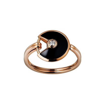 AMULETTE ONYX RING PINK GOLD DIAMOND