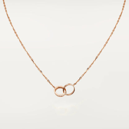 LOVE NECKLACE ROSE GOLD AND SILVER DIAMOND