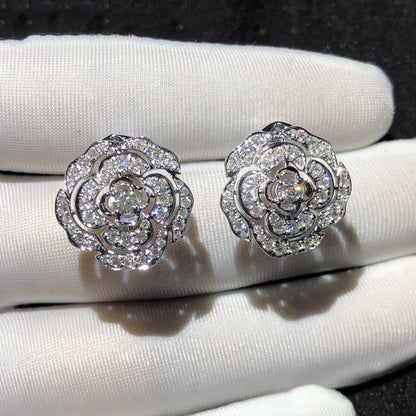 BOUTON DE EARRINGS SILVER DIAMOND