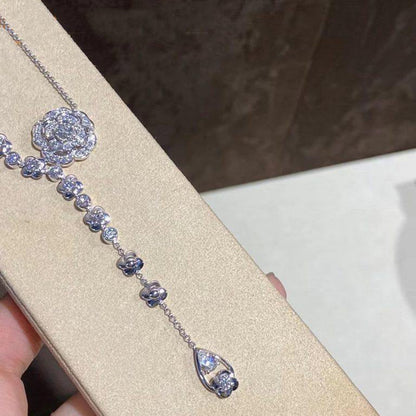 BOUTON DE CAMELIA SILVER DIAMOND NECKLACE