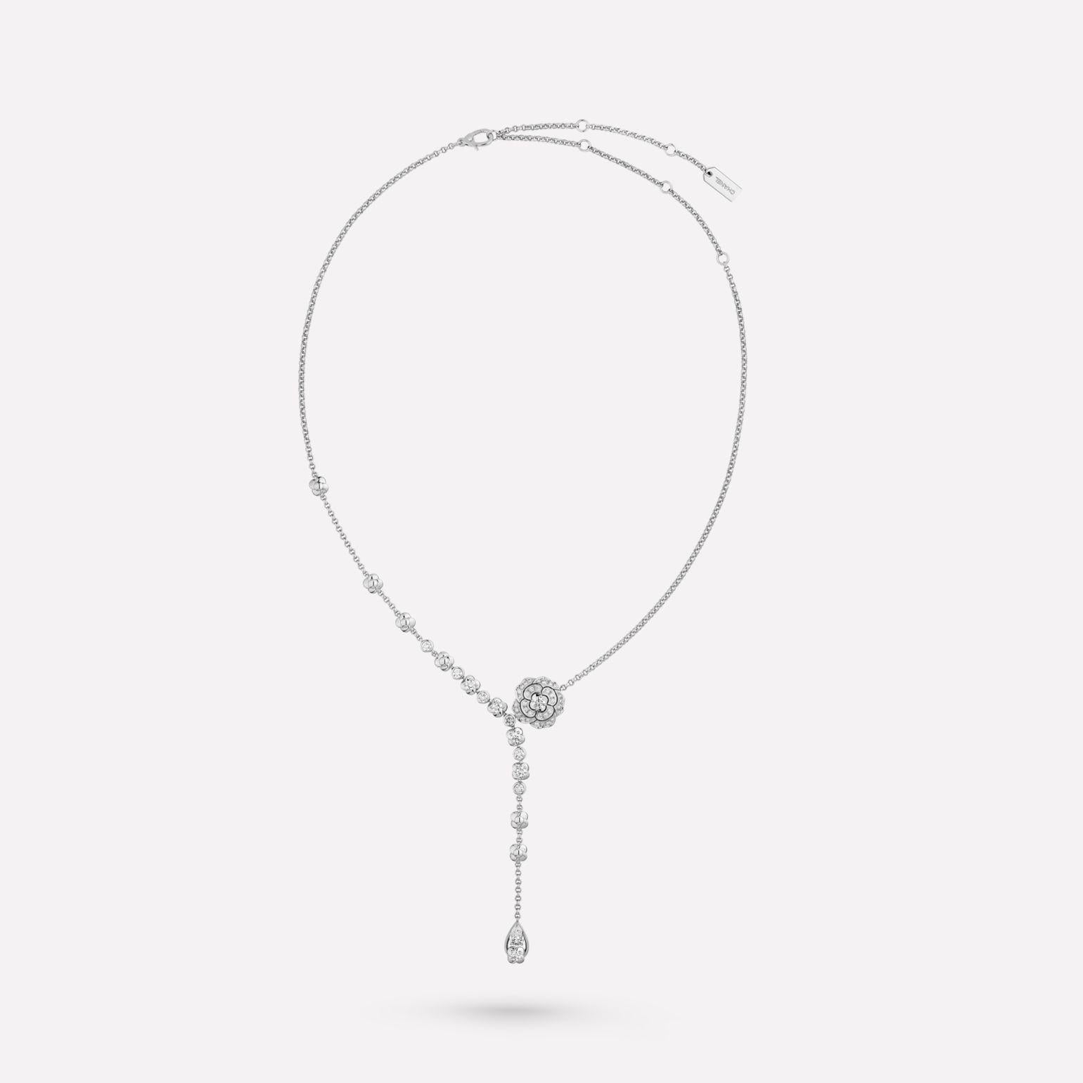 BOUTON DE CAMELIA SILVER DIAMOND NECKLACE