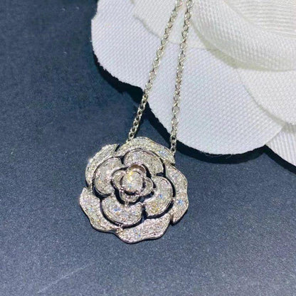 BOUTON DE CAMELIA NECKLACE SILVER DIAMOND