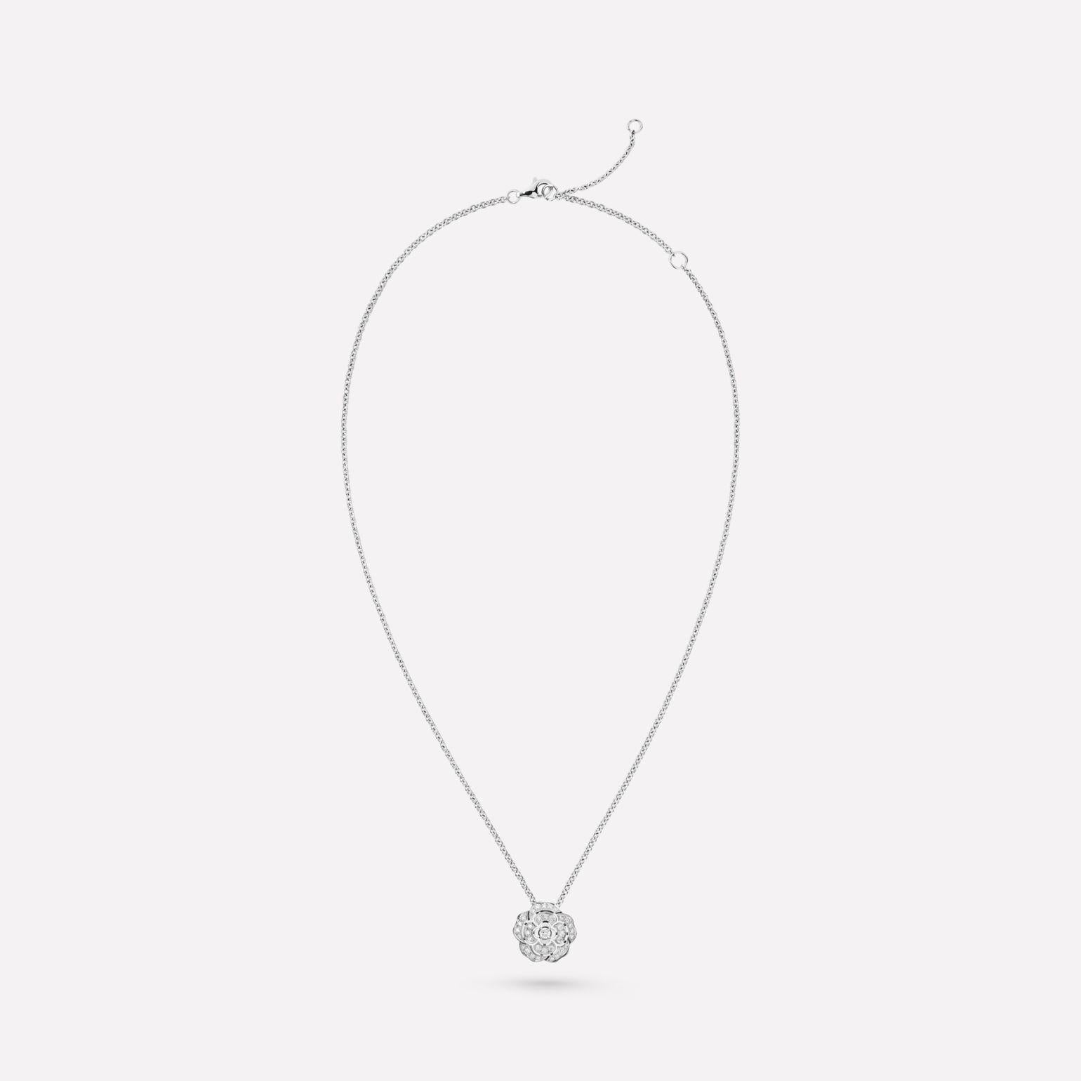 BOUTON DE CAMELIA NECKLACE SILVER DIAMOND