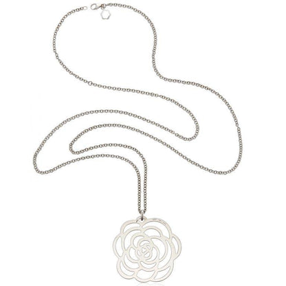 CAMELIA AJOURE NECKLACE SILVER DIAMOND