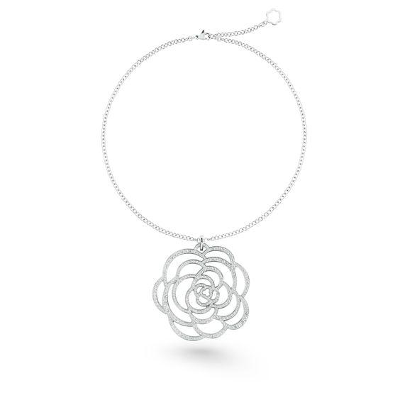 CAMELIA AJOURE NECKLACE SILVER DIAMOND