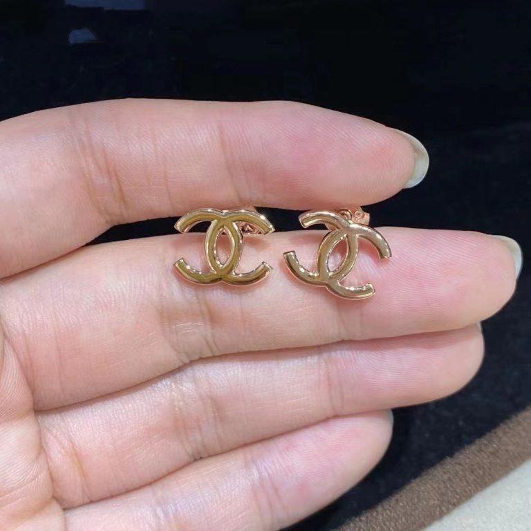 CC LOGO EARRINGS SMALL PINK GOLD