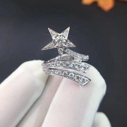 COMETE STAR RING SILVER DIAMOND