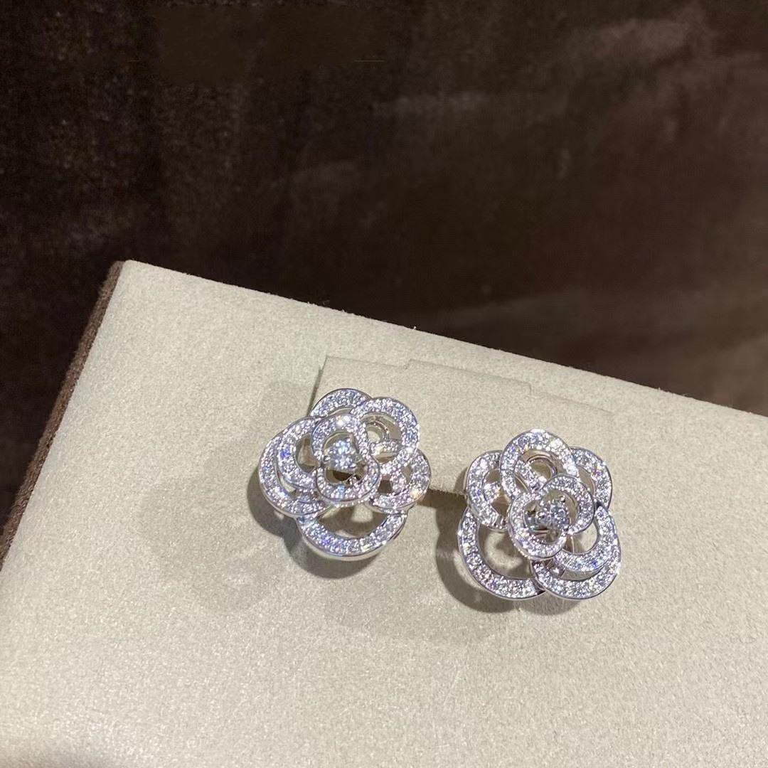 FIL DE CAMELIA EARRINGS SILVER DIAMOND