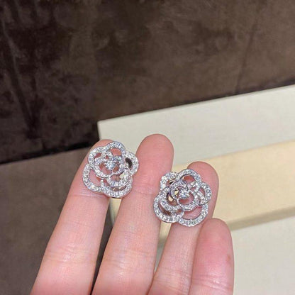 FIL DE CAMELIA EARRINGS SILVER DIAMOND