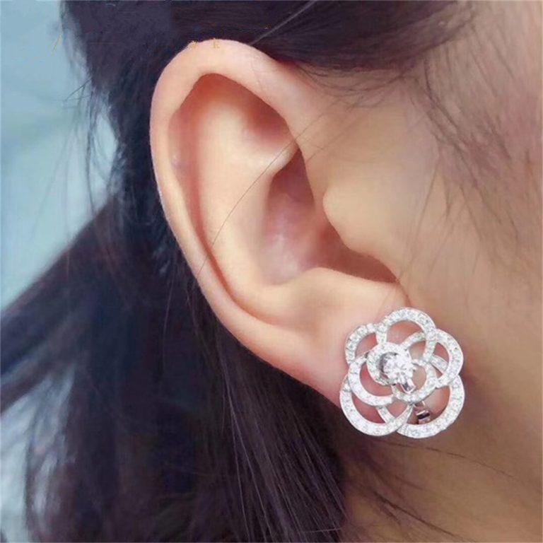 FIL DE CAMELIA EARRINGS SILVER DIAMOND