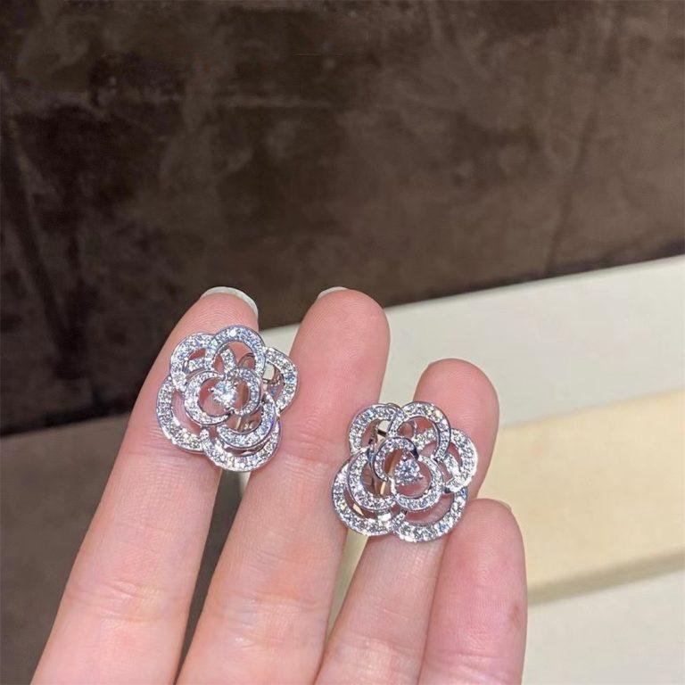 FIL DE CAMELIA EARRINGS SILVER DIAMOND