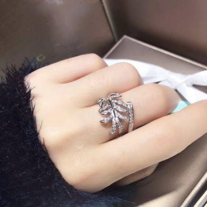 PLUME DE RING SILVER DIAMOND