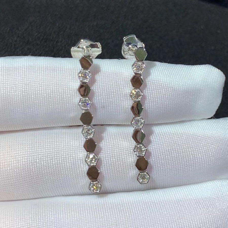 BEE LOVE SILVER DIAMOND LONG EARRINGS