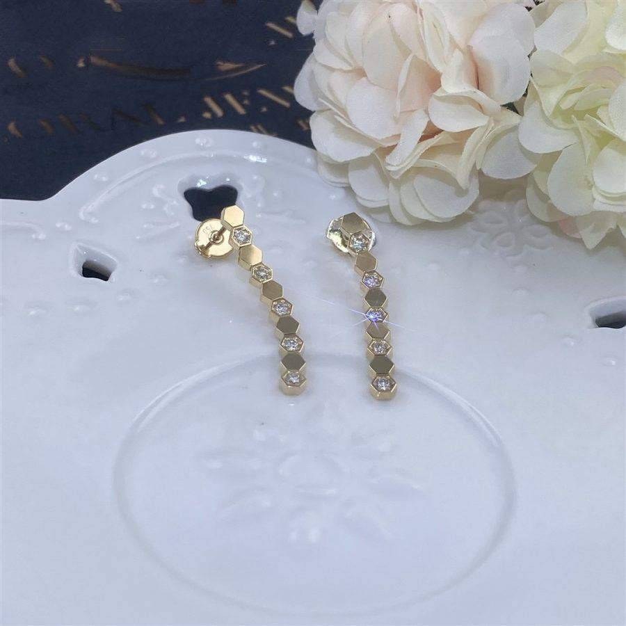 BEE LOVE GOLD DIAMOND LONG EARRINGS