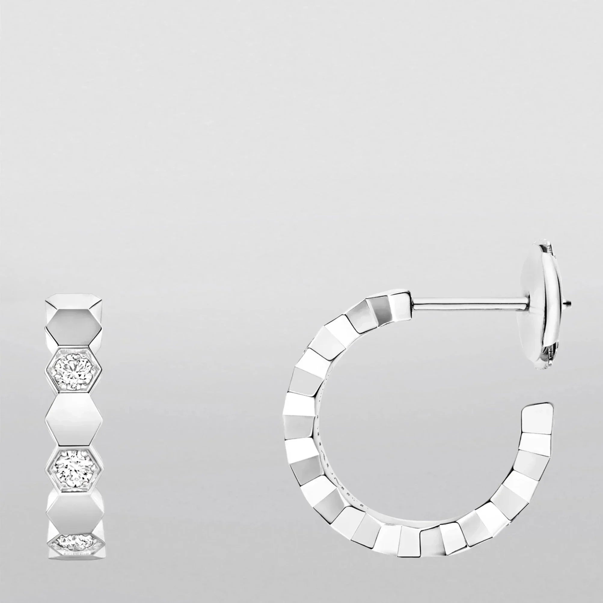 HONEE SILVER DIAMOND HOOP EARRINGS