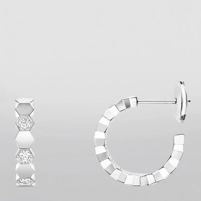 HONEE SILVER DIAMOND HOOP EARRINGS