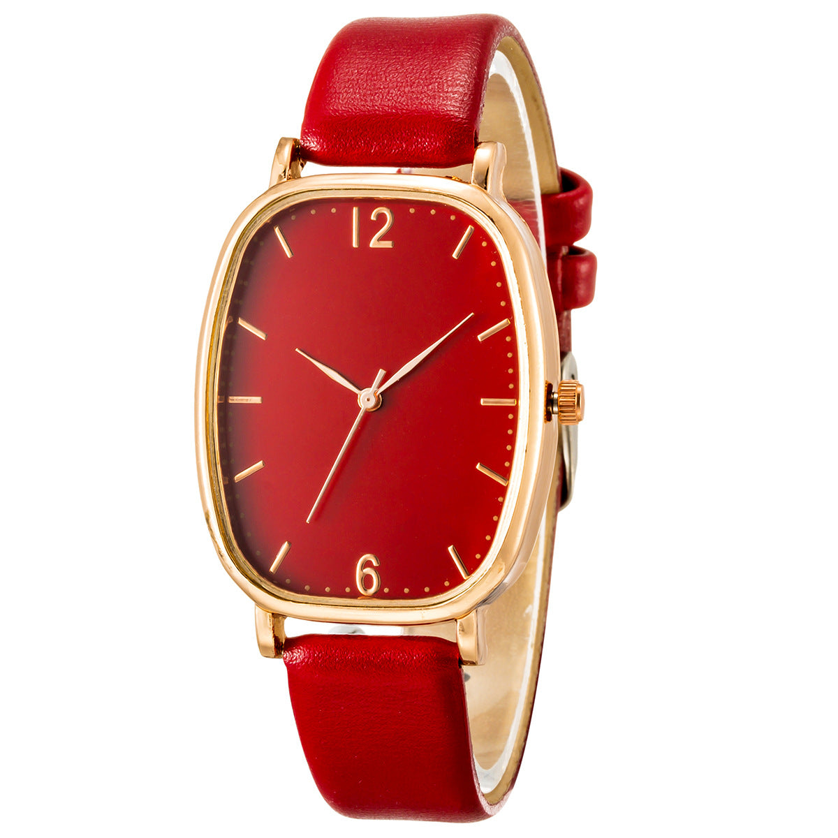 Simple And Exquisite Womens Tonneau Belt Quartz Watch