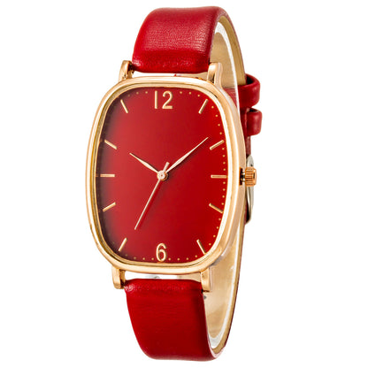 Simple And Exquisite Womens Tonneau Belt Quartz Watch