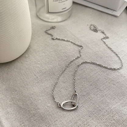 Sterling Silver Interlocking Necklace - Korean Style Women's Jewelry