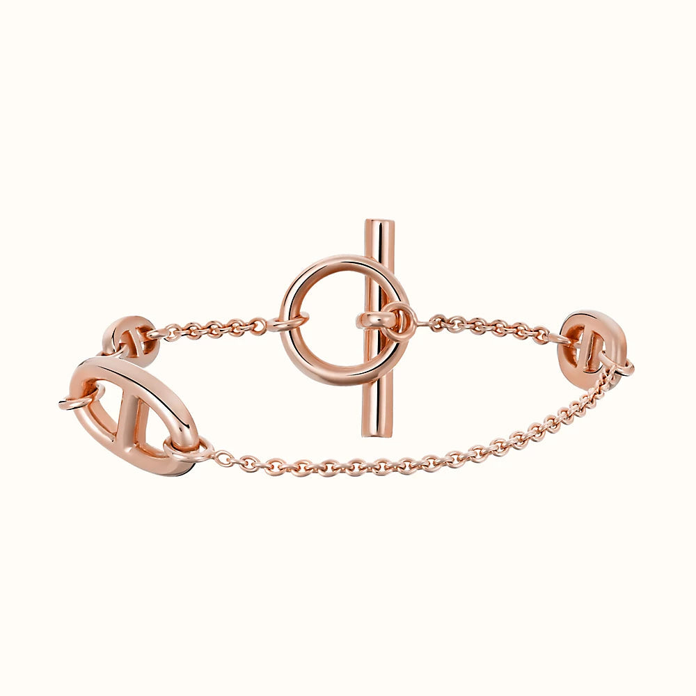 DANCRE CHAINE 3 MOTIF PINK GOLD BRACELET