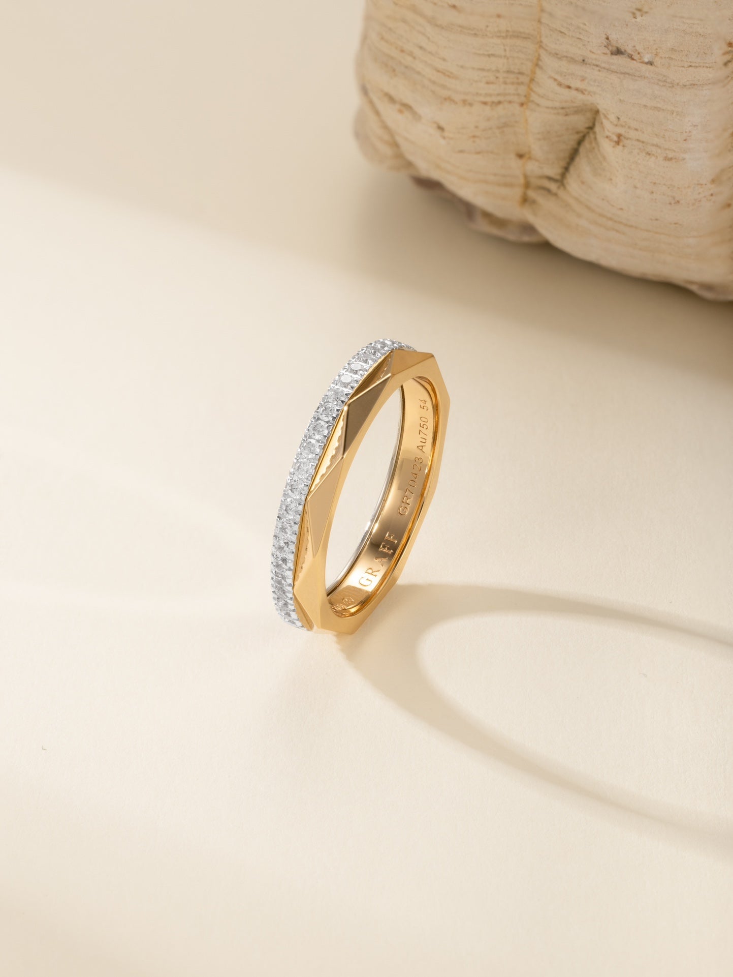 Laurence Gra Signature Ring Two-Band Gold Diamond