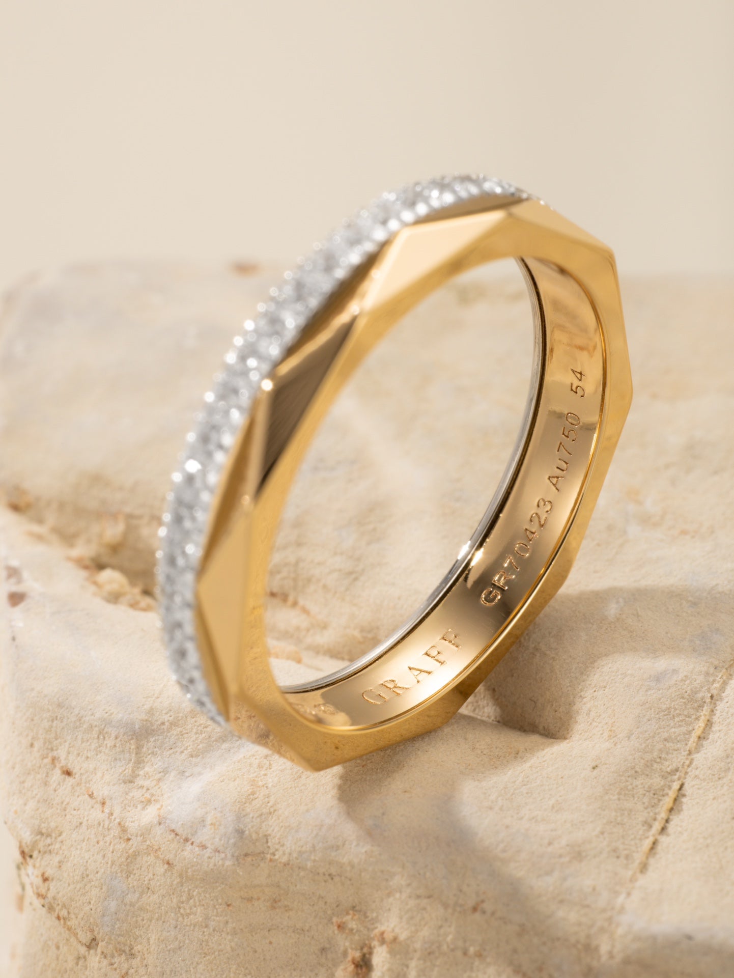 Laurence Gra Signature Ring Two-Band Gold Diamond