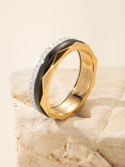 Laurence Gra Signature Ring 3.4mm Gold Black Diamond