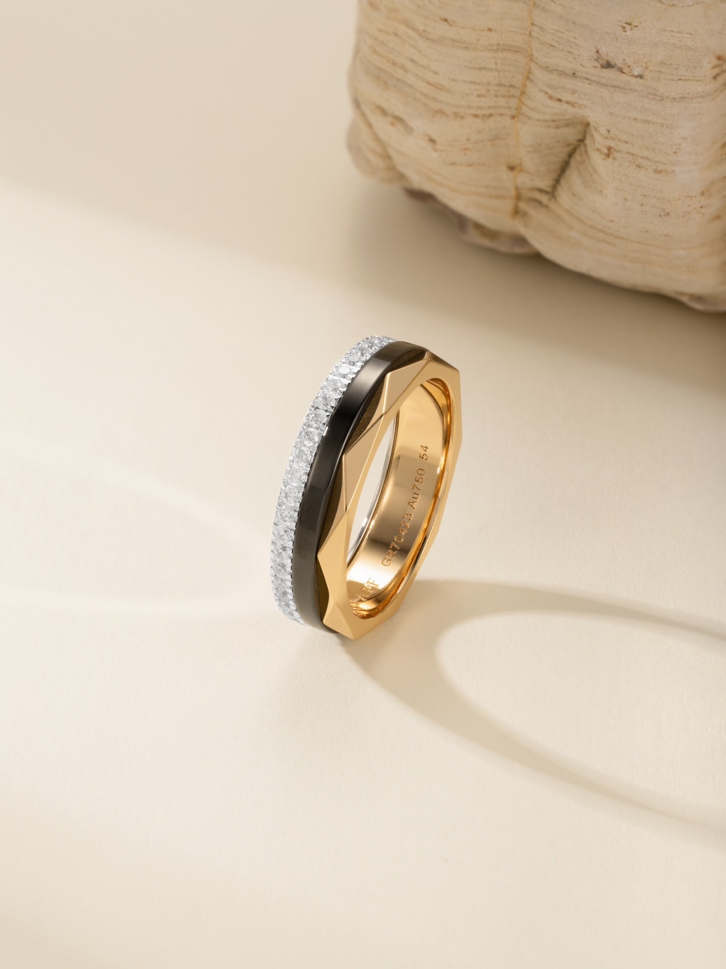 Laurence Gra Signature Ring 3.4mm Gold Black Diamond