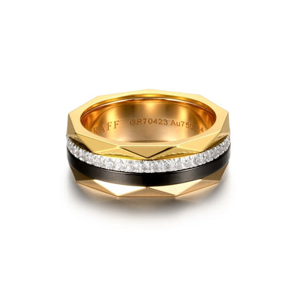 Laurence Gra Signature Ring 5mm Gold Black Diamond