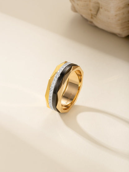 Laurence Gra Signature Ring 5mm Gold Black Diamond