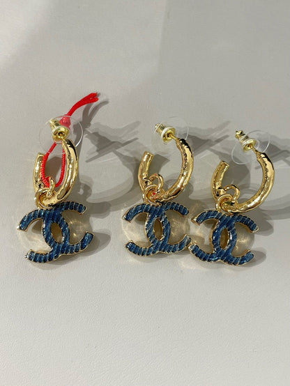 cc logo heart earrings