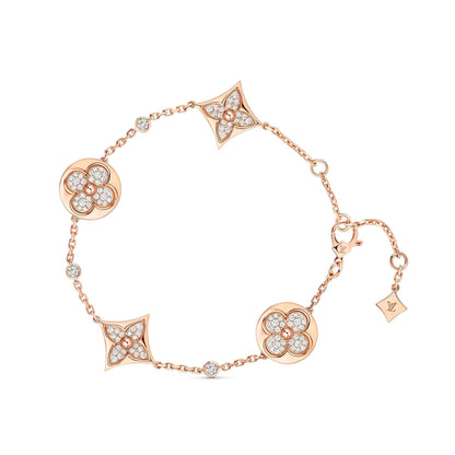 STAR AND SUN 4 MOTIFS GOLD DIAMONDS BRACELET