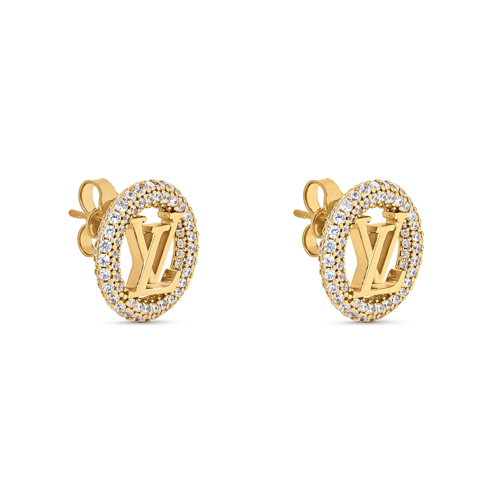 LV BY NIGHT DIAMOND PAVED STUD EARRINGS