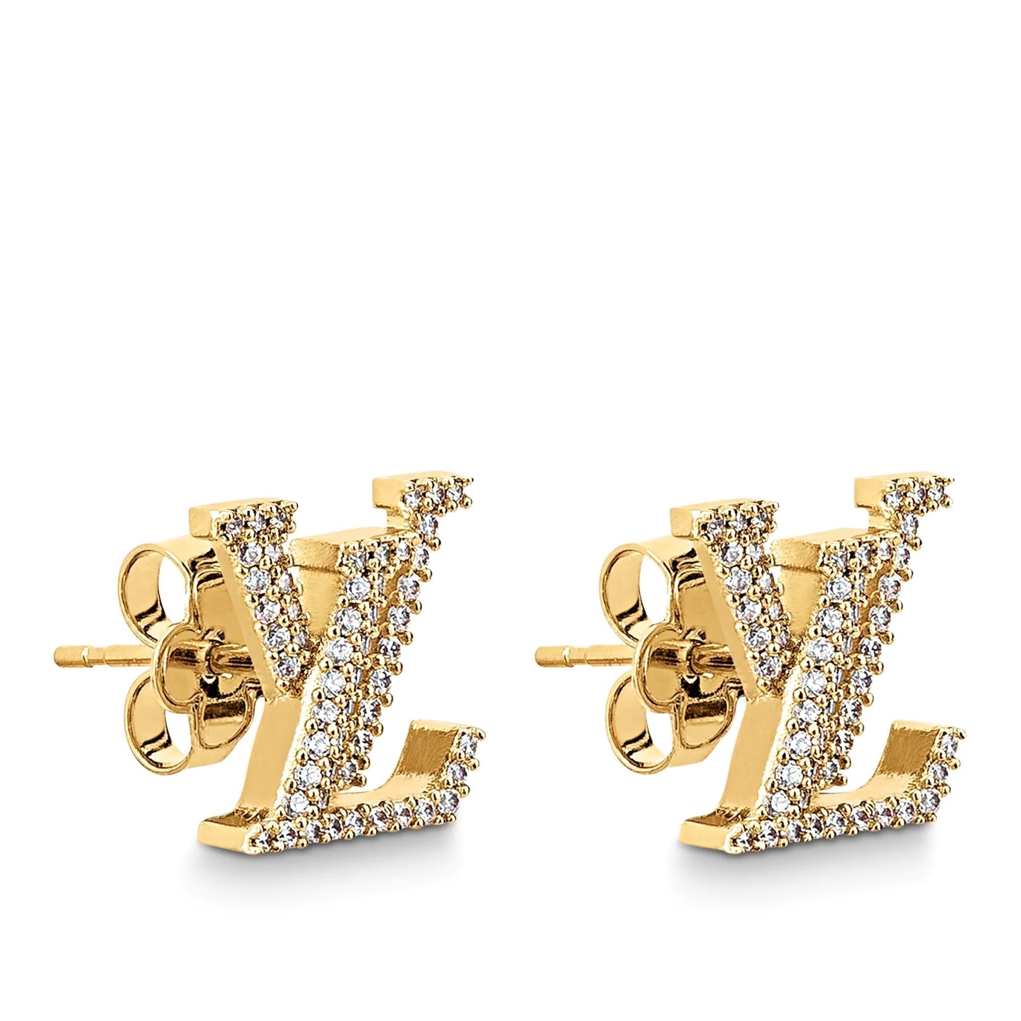 LV LOGO DIAMOND STUD EARRINGS