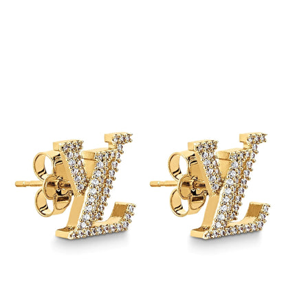 LV LOGO DIAMOND STUD EARRINGS