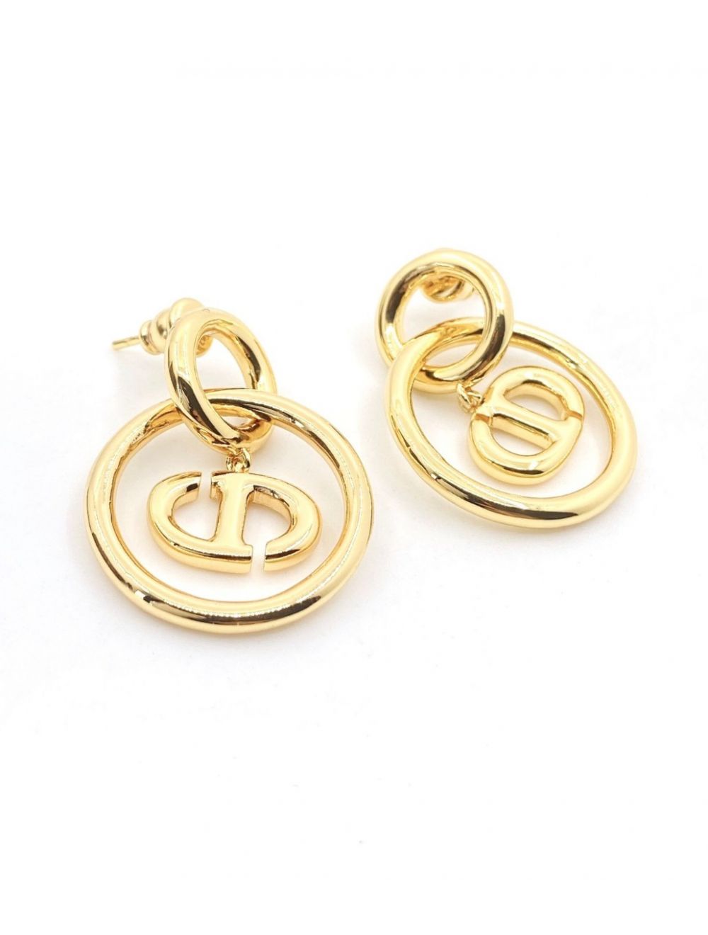 CD NAVY EARRINGS GOLD