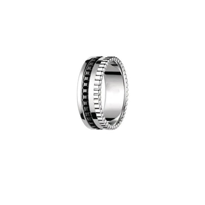 QUATRE BLACK EDITION SMALL SILVER RING