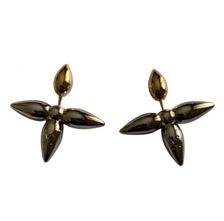 LOUISETTE STUD EARRINGS BLACK GOLD