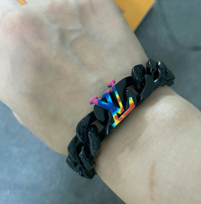 RAINBOW BLACK METAL CUBAN BRACELET